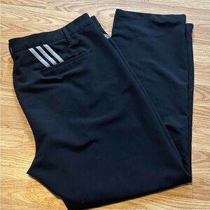 Adidas Black  Golf Pants w/ Iconic 3 Gray Stripes - Size 42 x 32